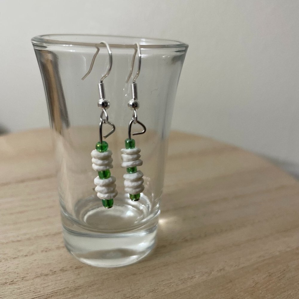 Green Shell Beaded Earrings